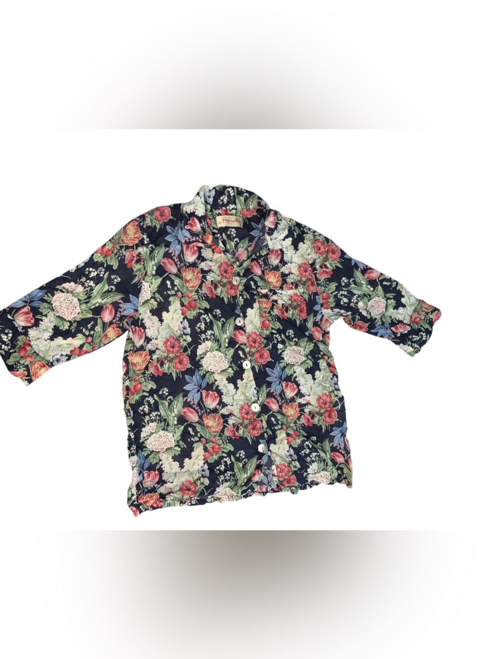 Anthropologie Papinelle Cropped Pajamas Pjs Floral Strawberry 100% Cotton π - Picture 3 of 10